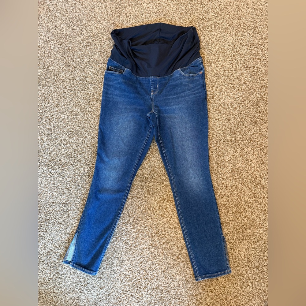 Old Navy Women's Dark Blue Maternity Skinny Jeans with Side Slits